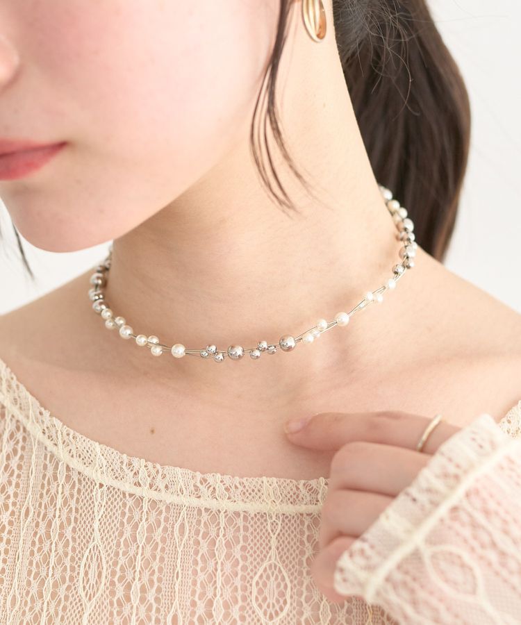 earth music&ecology「パールMIXスライドネックレス」|ネックレス|