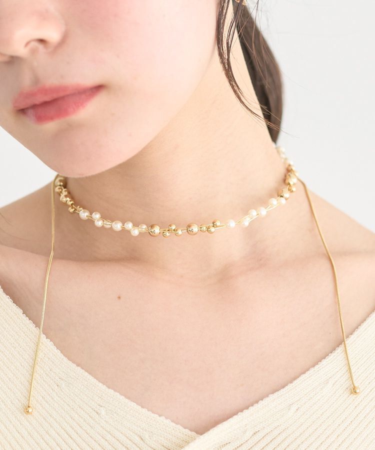 earth music&ecology「パールMIXスライドネックレス」|ネックレス|Gold
