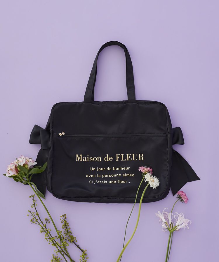 Maison de FLEUR「サテンキャリーオンバッグ」|トートバッグ|ブラック