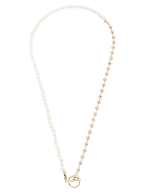  「パール&ボールチェーンマンテルネックレス」|ネックレス|