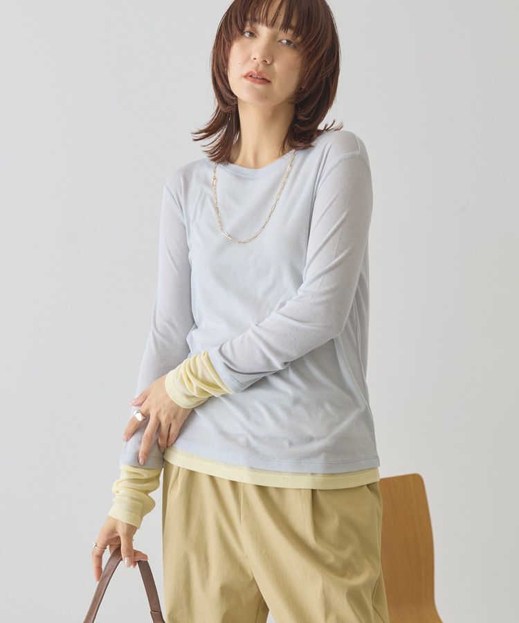 AMERICAN HOLIC「配色シアーレイヤードプルオーバー」|Tシャツ・カットソー|