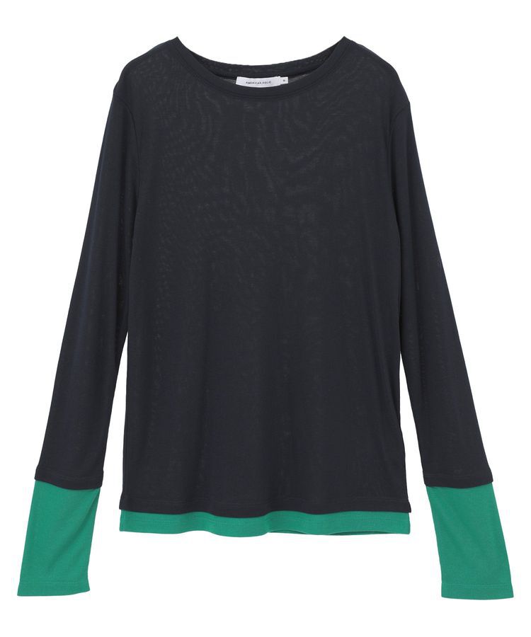 AMERICAN HOLIC「配色シアーレイヤードプルオーバー」|Tシャツ・カットソー|