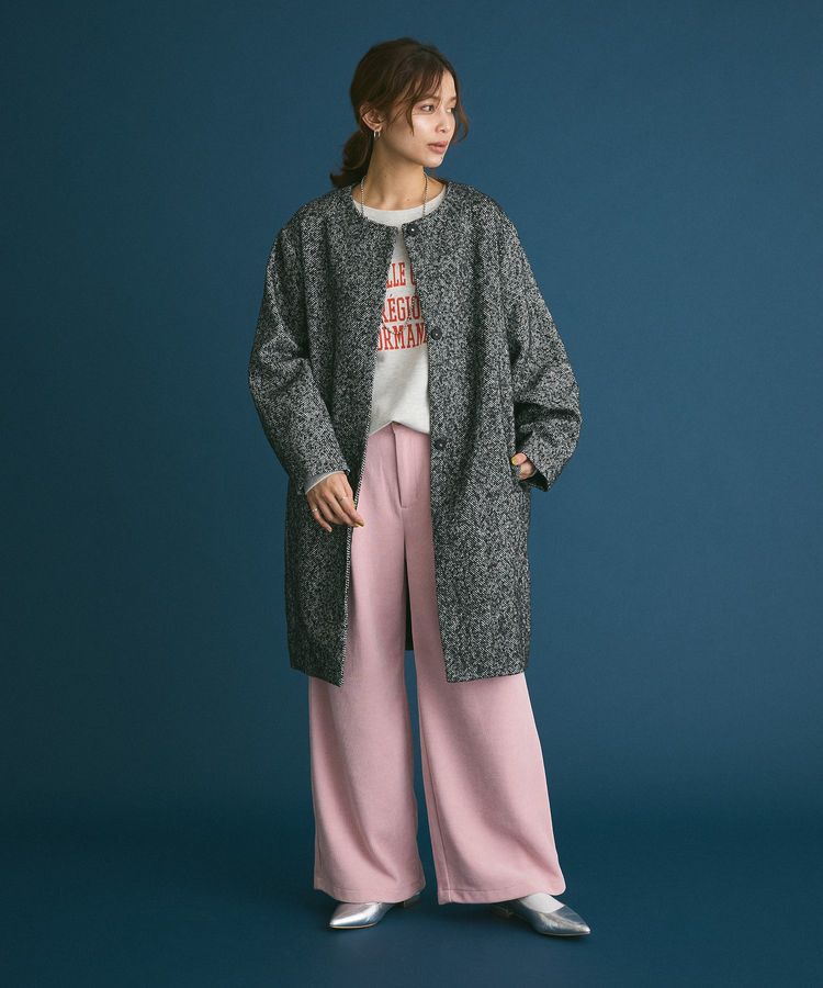 Green Parks「裏起毛配色ステッチロゴチュニック」|スウェット・ジャージ|