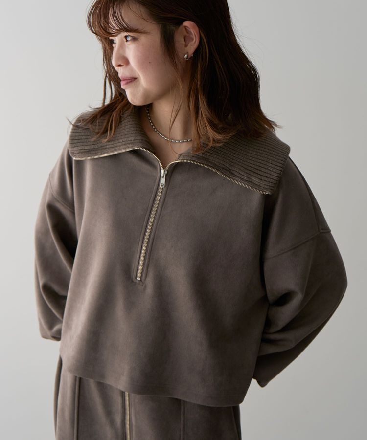 Green Parks「・ELENCARE DUE スエードポンチハーフZIP」|Tシャツ・カットソー|Gray Beige