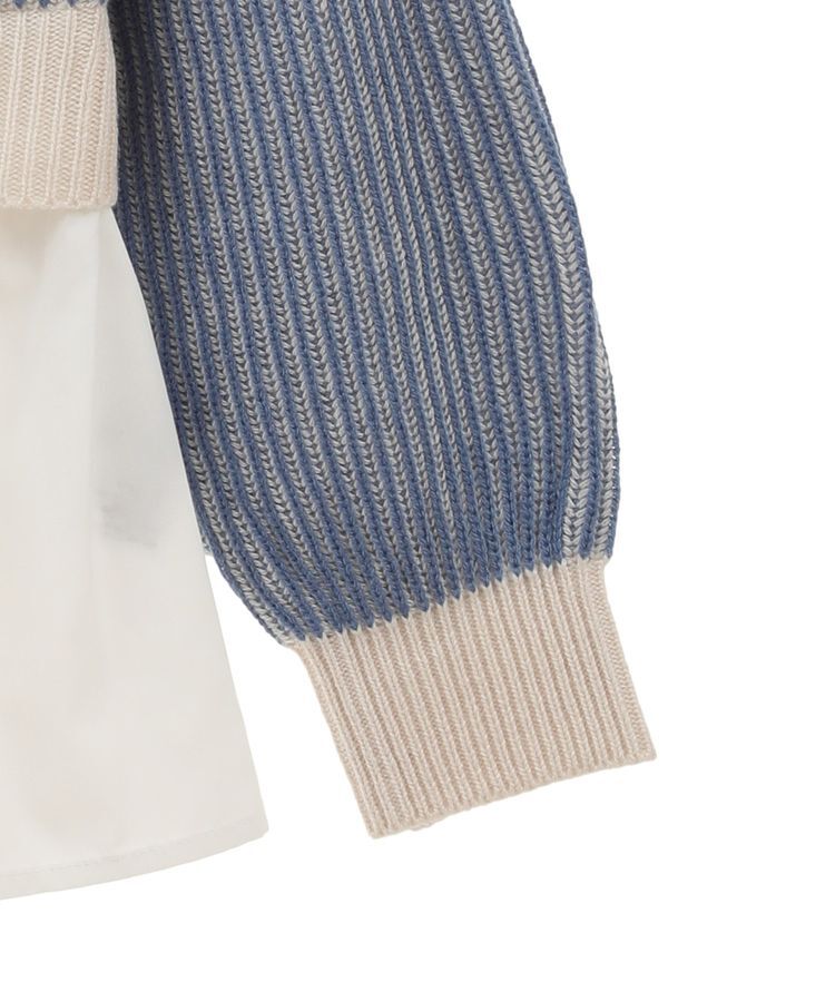 Green Parks「配色リブドッキングチュニック」|ニット・セーター|