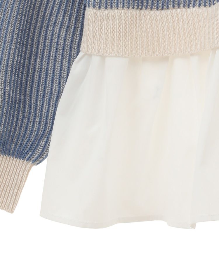 Green Parks「配色リブドッキングチュニック」|ニット・セーター|