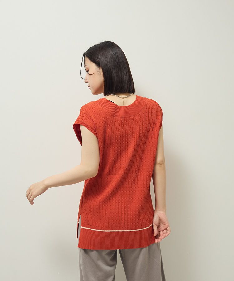 Green Parks「裾ラインケーブルニットベスト」|ベスト・ジレ|
