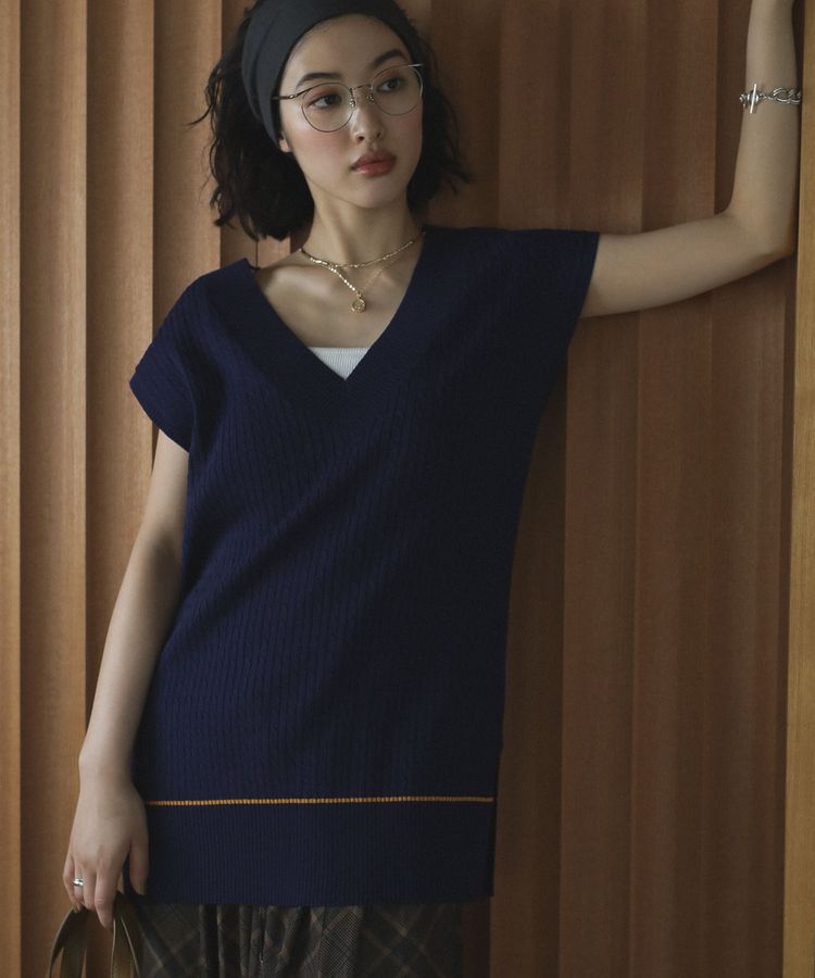 Green Parks「裾ラインケーブルニットベスト」|ベスト・ジレ|