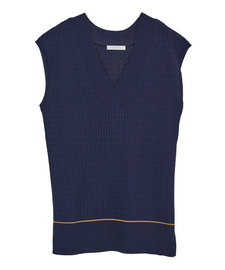 Green Parks「裾ラインケーブルニットベスト」|ベスト・ジレ|