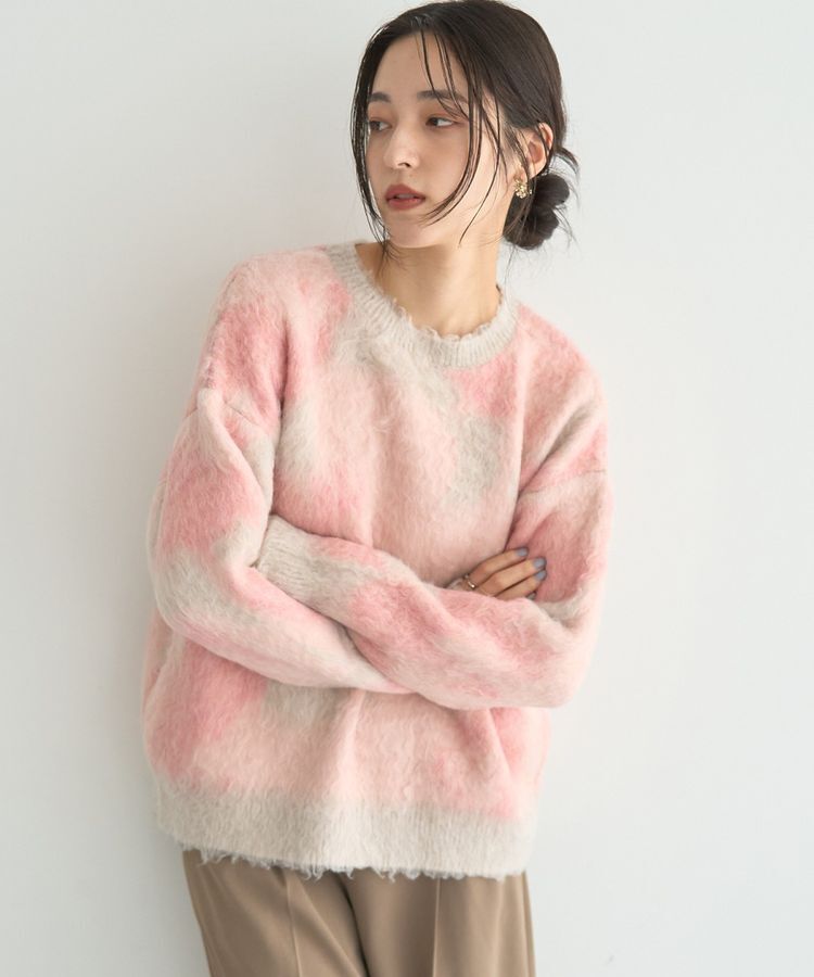 YECCA VECCA「フラワー柄シャギーニット」|ニット・セーター|