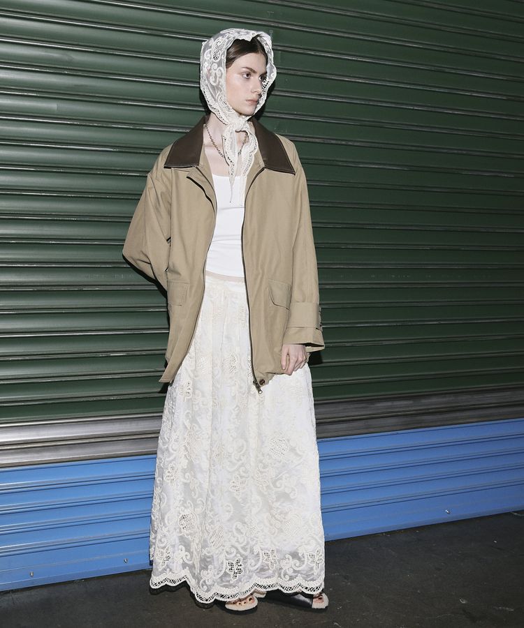 GARAGE OF GOOD CLOTHING「レースギャザーロングスカート」|フレア|