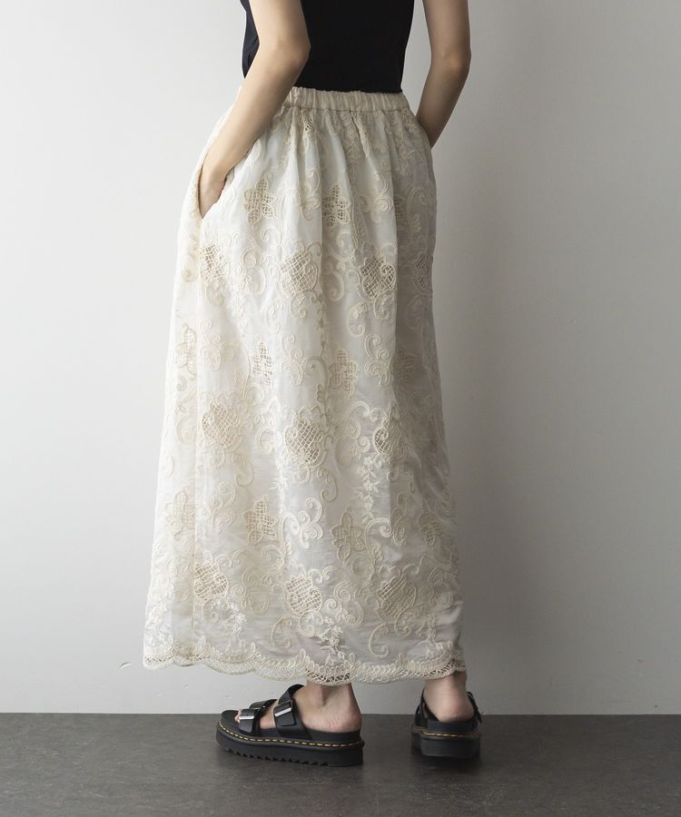 GARAGE OF GOOD CLOTHING「レースギャザーロングスカート」|フレア|
