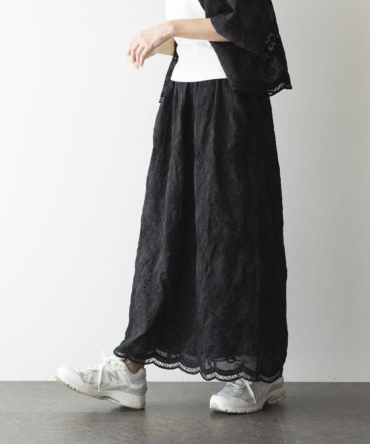 GARAGE OF GOOD CLOTHING「レースギャザーロングスカート」|フレア|