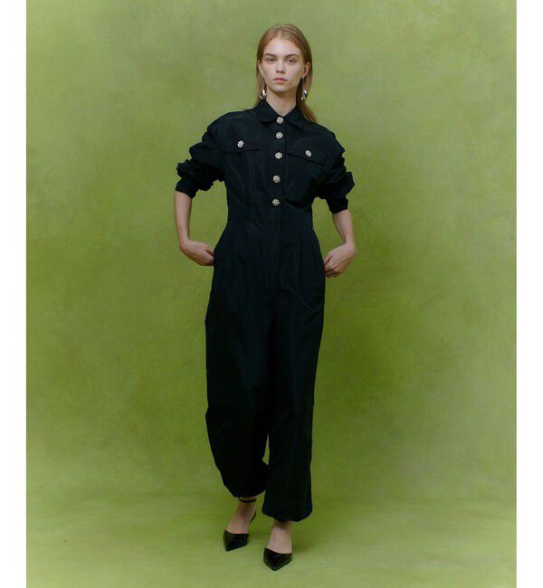 LOULOU WILLOUGHBY「【LOULOU WILLOUGHBY】タフタビジュー釦オールインワン」|オールインワン|