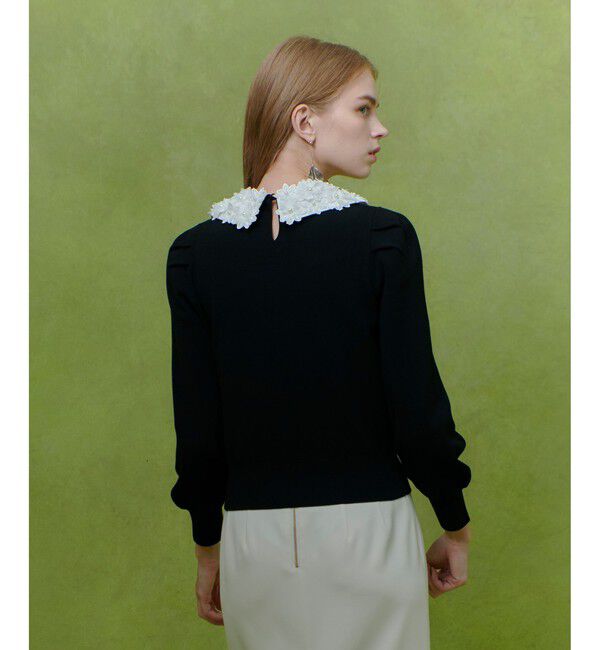 LOULOU WILLOUGHBY「【LOULOU WILLOUGHBY】フラワー衿付プルオーバー」|ニット・セーター|