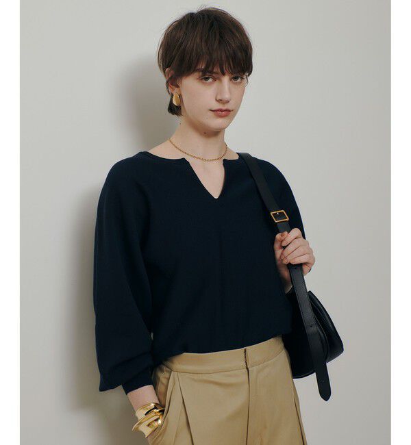 allureville「コットンインレードルマンスリーブプルオーバー」|ニット・セーター|