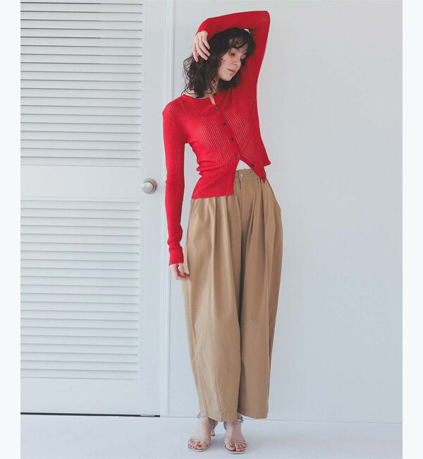 titivate「前後2wayリブシアーニットカーディガン」|ニット・セーター|