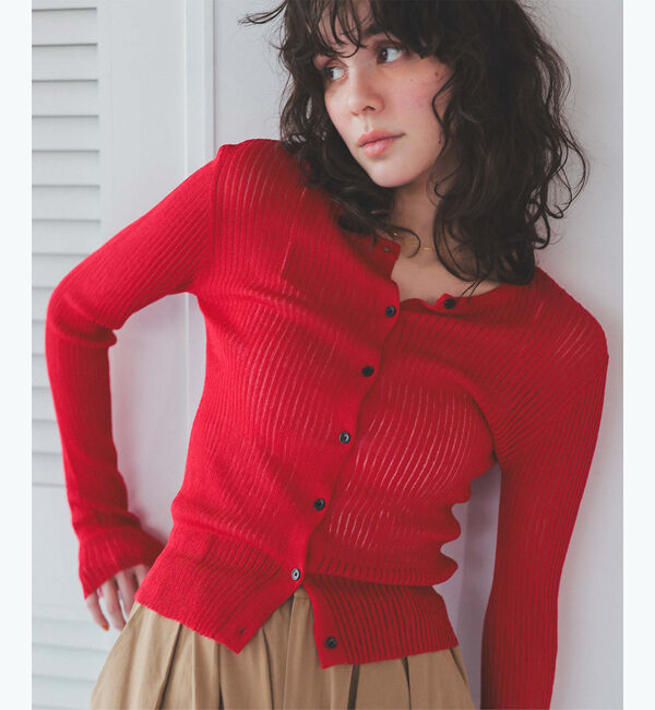 titivate「前後2wayリブシアーニットカーディガン」|ニット・セーター|