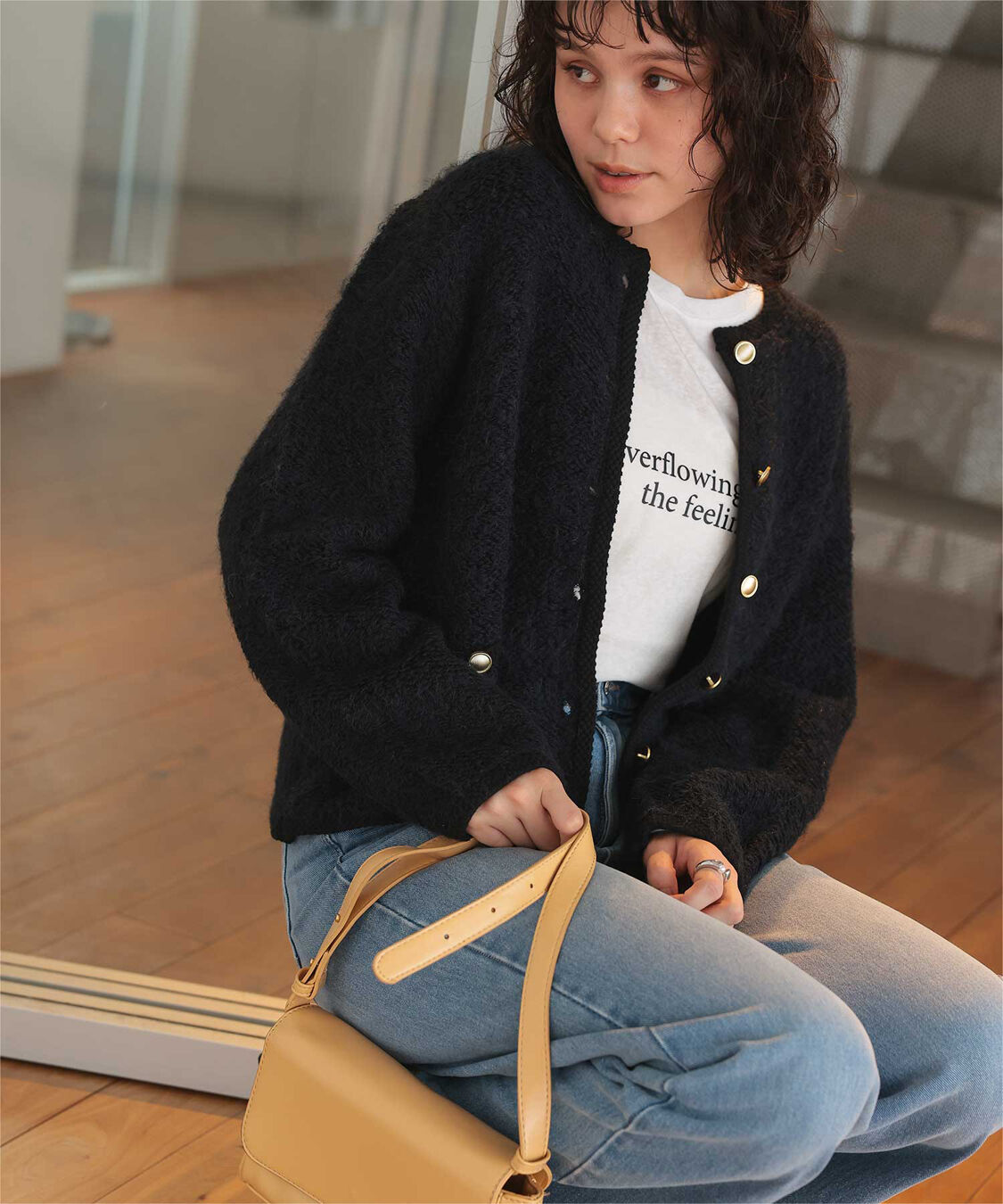 titivate「プチループゴールド釦ニットカーディガン」|ニット・セーター|