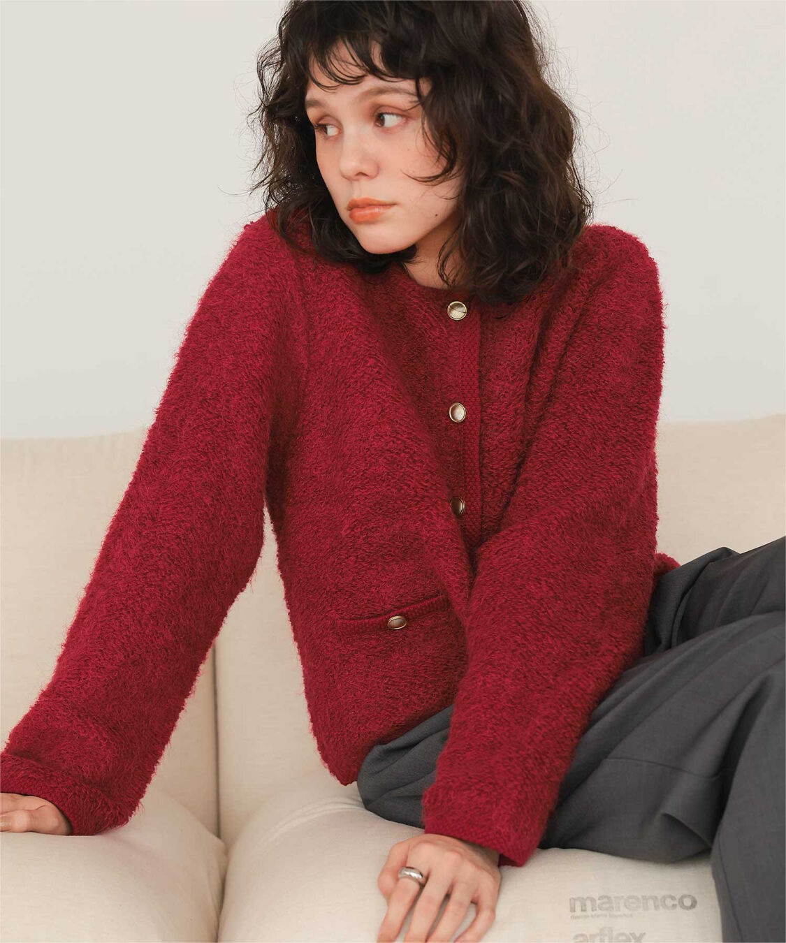 titivate「プチループゴールド釦ニットカーディガン」|ニット・セーター|