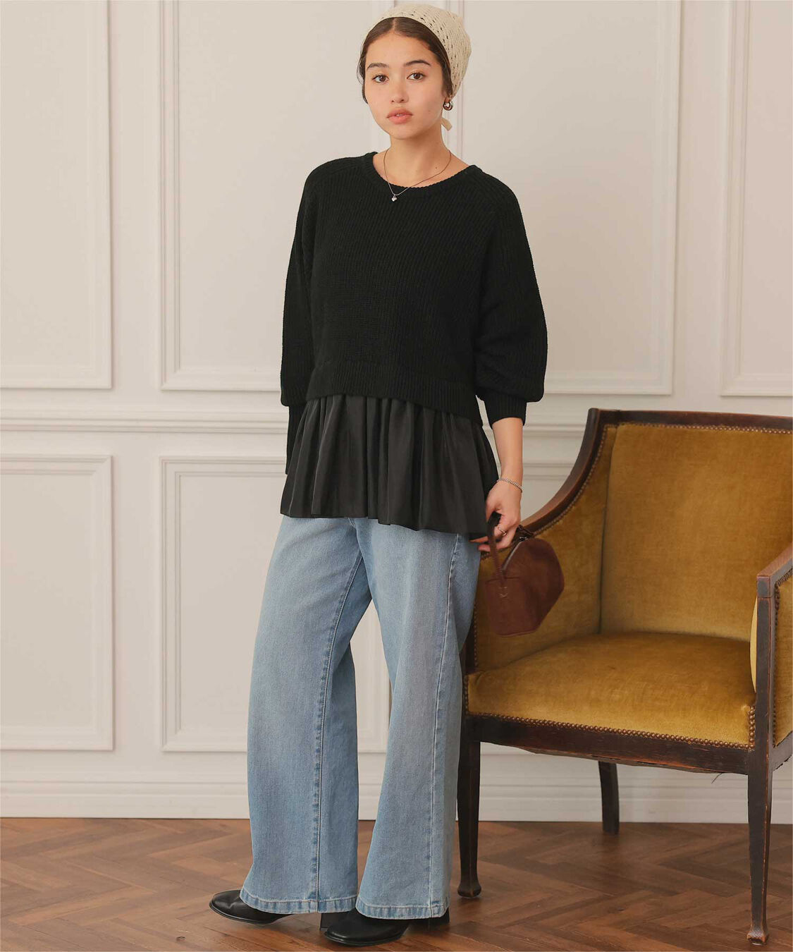 titivate「シアーペプラムドッキングニットプルオーバー」|ニット・セーター|