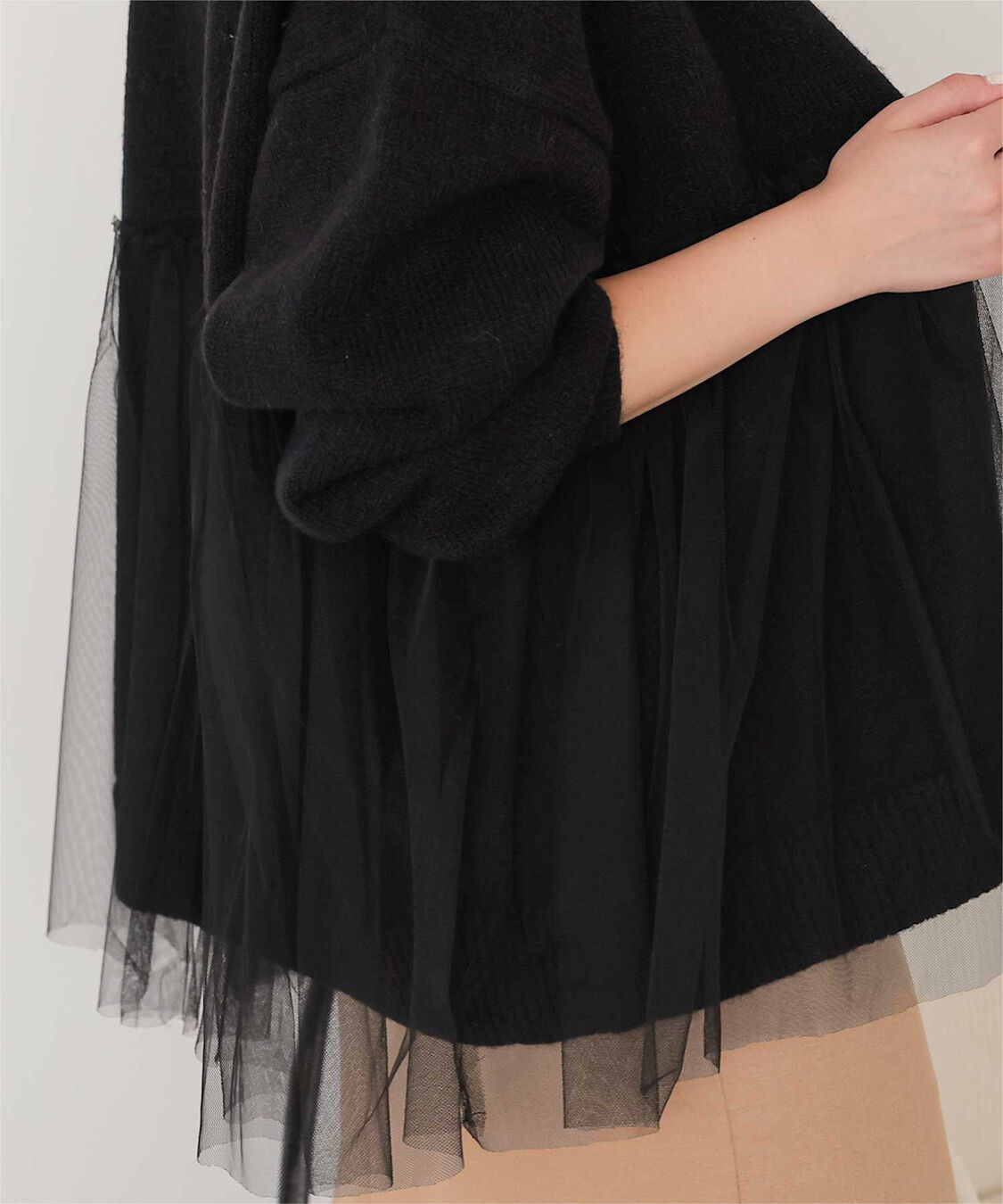 titivate「チュールドッキングVネックニットカーディガン」|カーディガン|