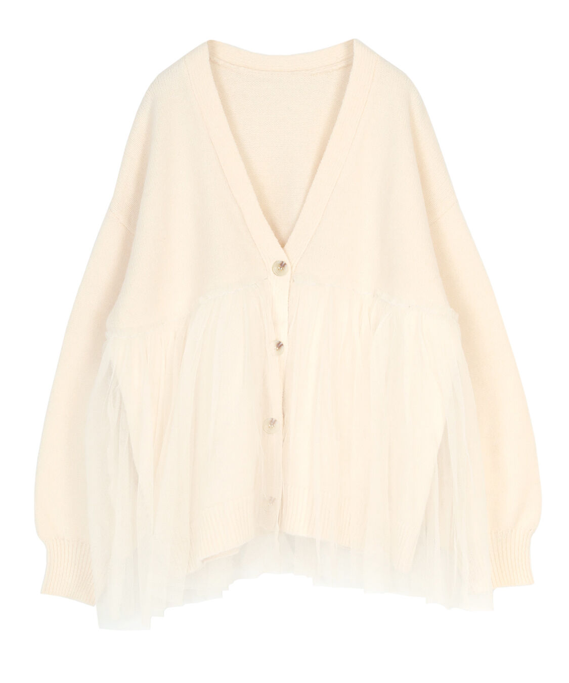 titivate「チュールドッキングVネックニットカーディガン」|カーディガン|
