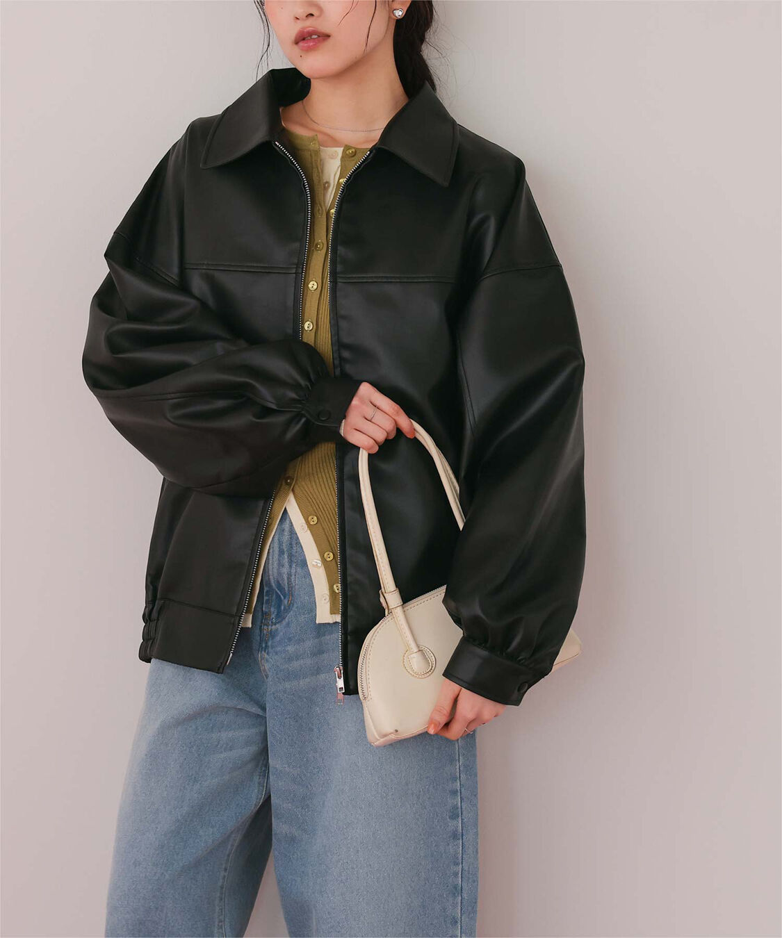 titivate「フェイクレザー/スエードオーバージャケット」|ライダースジャケット|