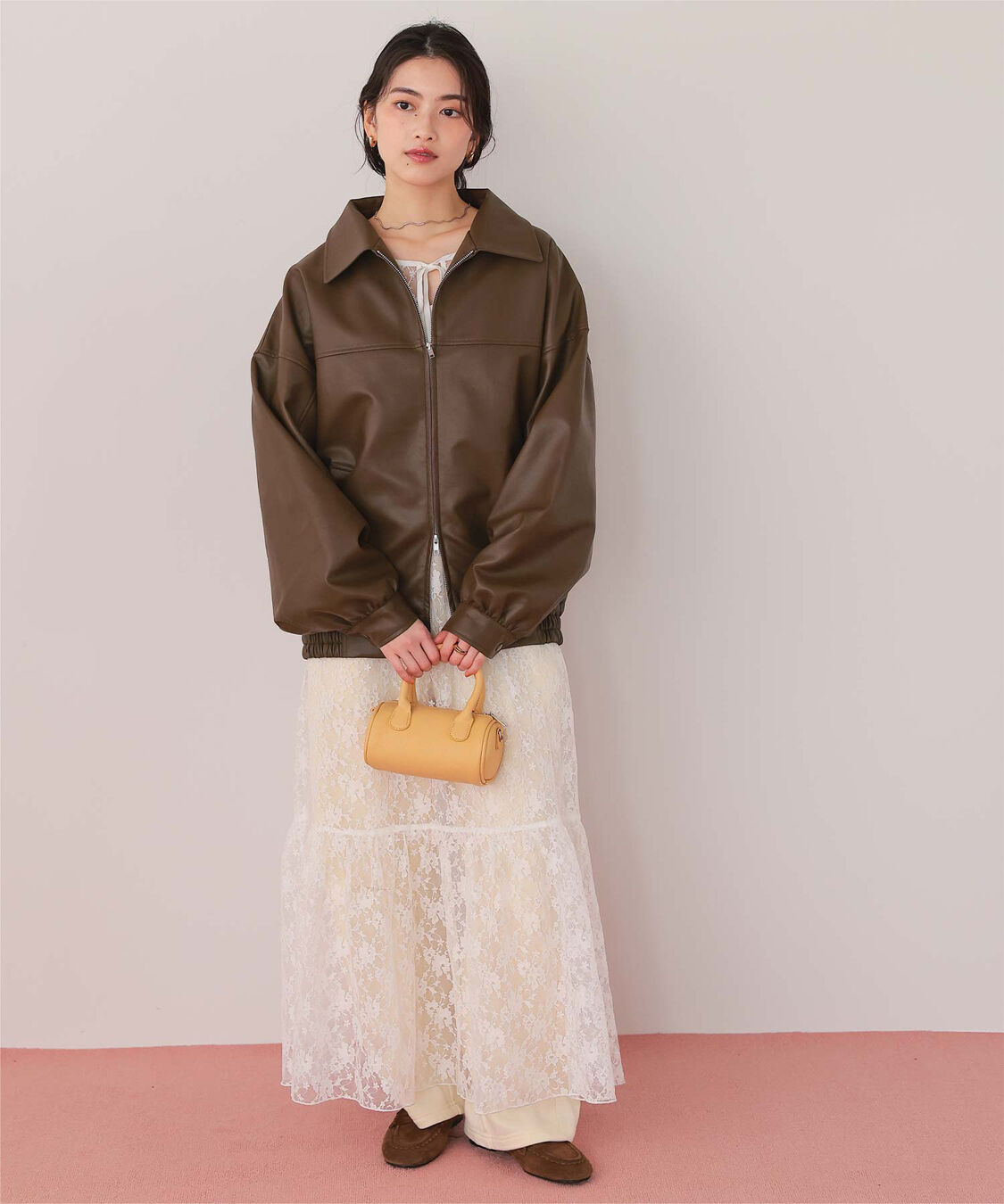 titivate「フェイクレザー/スエードオーバージャケット」|ライダースジャケット|