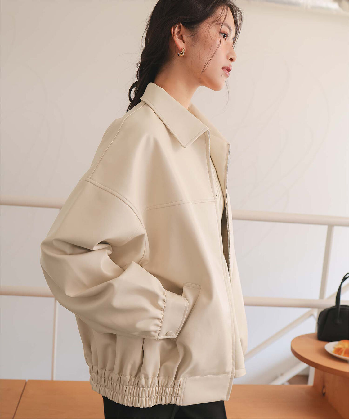 titivate「フェイクレザー/スエードオーバージャケット」|ライダースジャケット|