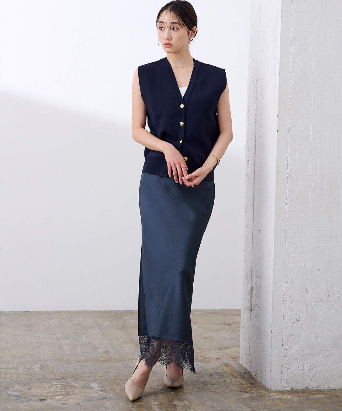 ur's「レースサテンマーメイドスカート」|スカート|