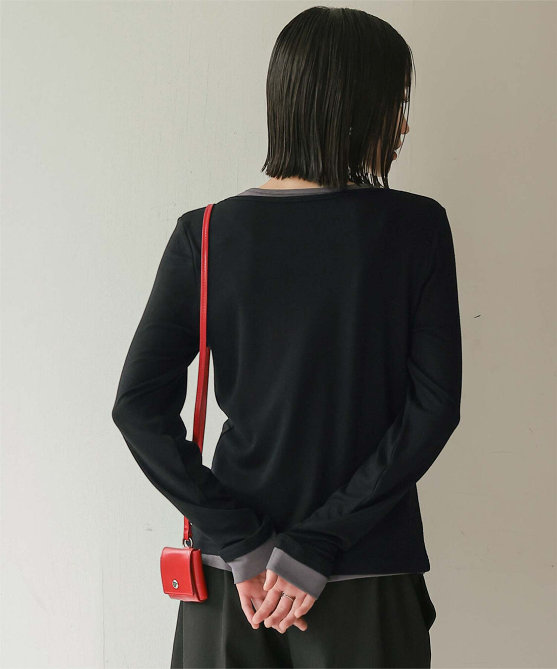 miette「レイヤード風ヘンリーネックトップス」|Tシャツ・カットソー|