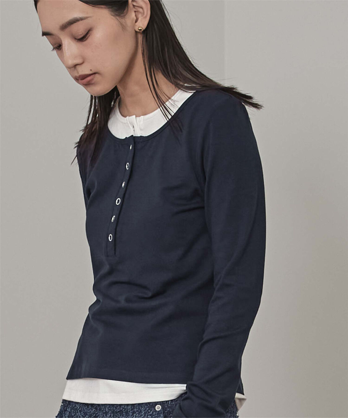 miette「レイヤード風ヘンリーネックトップス」|Tシャツ・カットソー|