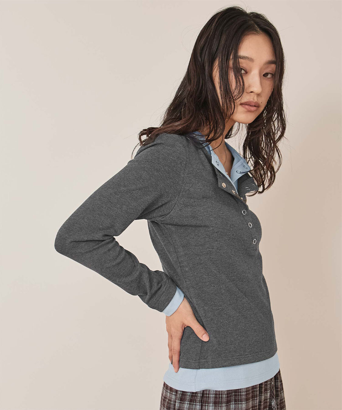 miette「レイヤード風ヘンリーネックトップス」|Tシャツ・カットソー|