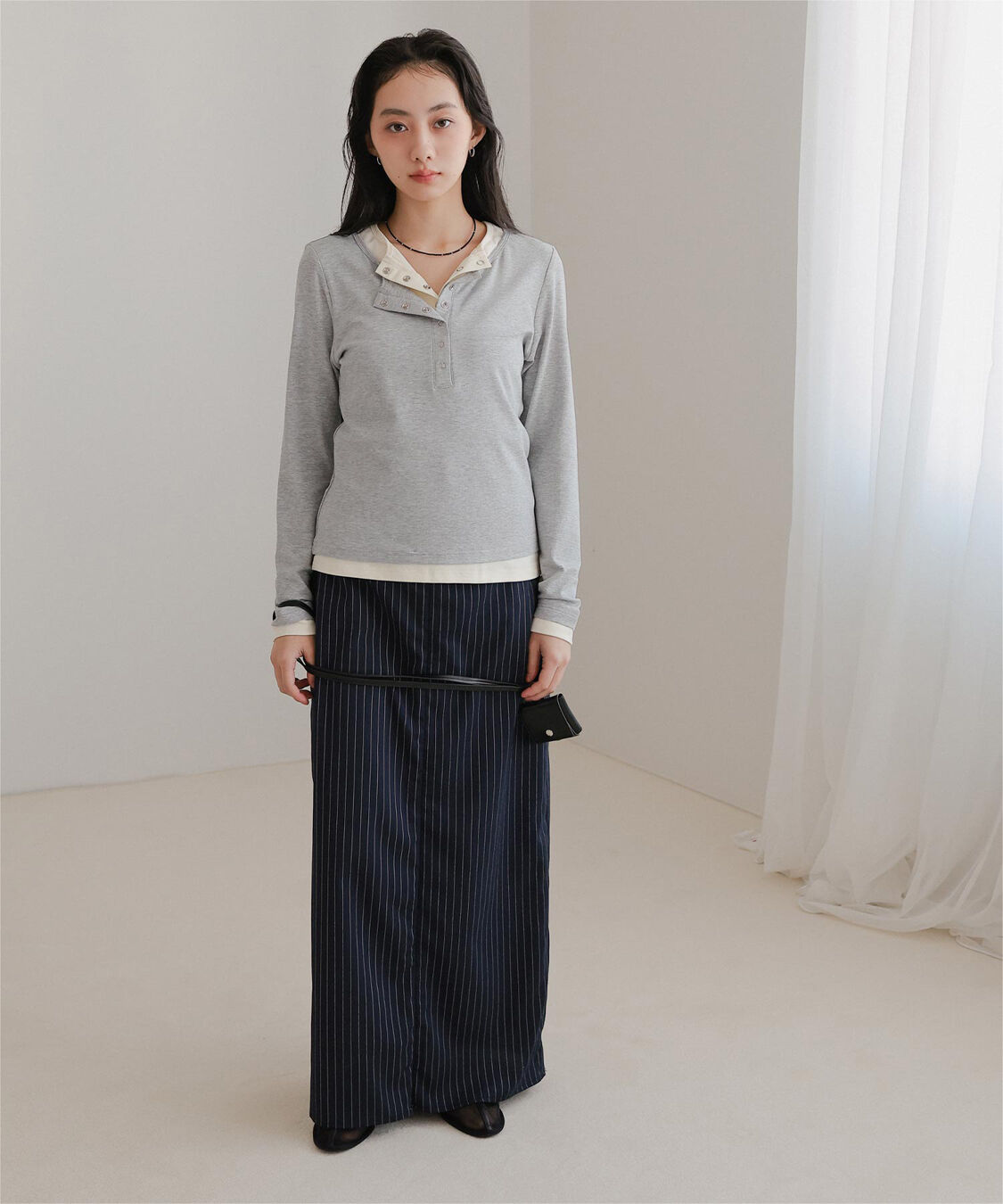 miette「レイヤード風ヘンリーネックトップス」|Tシャツ・カットソー|