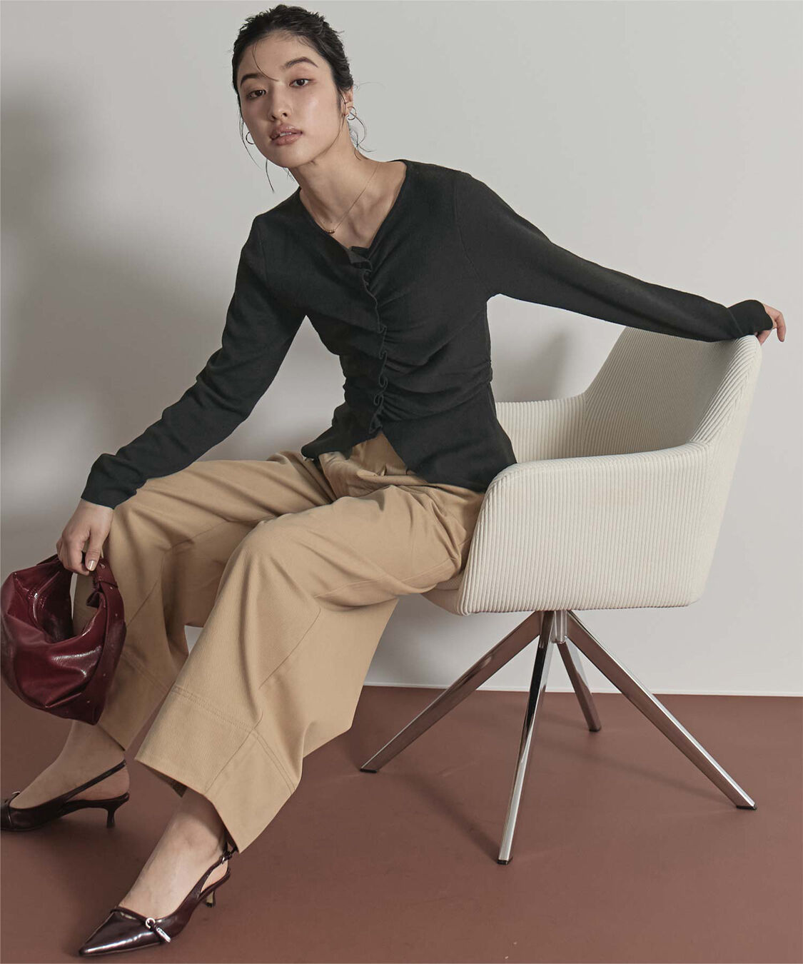 miette「フロントギャザーボタンニット」|ニット・セーター|