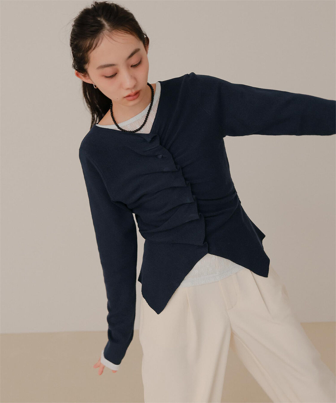 miette「フロントギャザーボタンニット」|ニット・セーター|