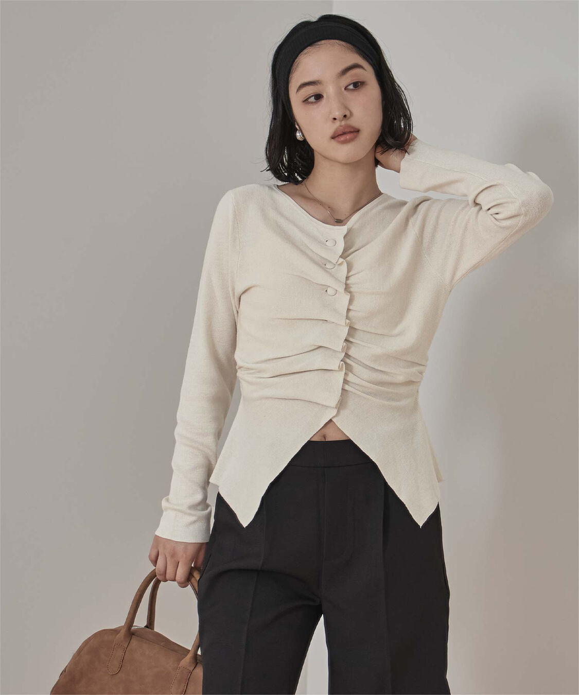 miette「フロントギャザーボタンニット」|ニット・セーター|