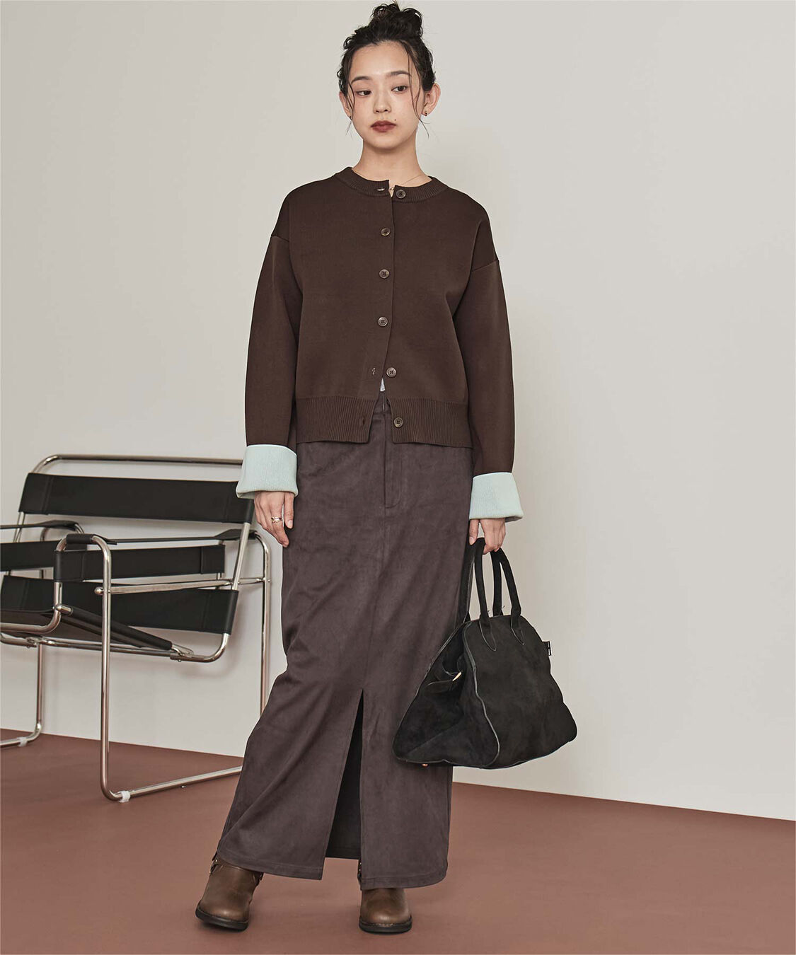 miette「バイカラーデザインニットカーディガン」|カーディガン|