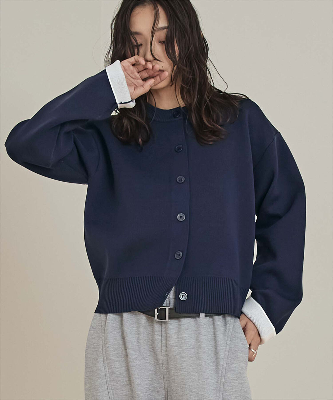 miette「バイカラーデザインニットカーディガン」|カーディガン|