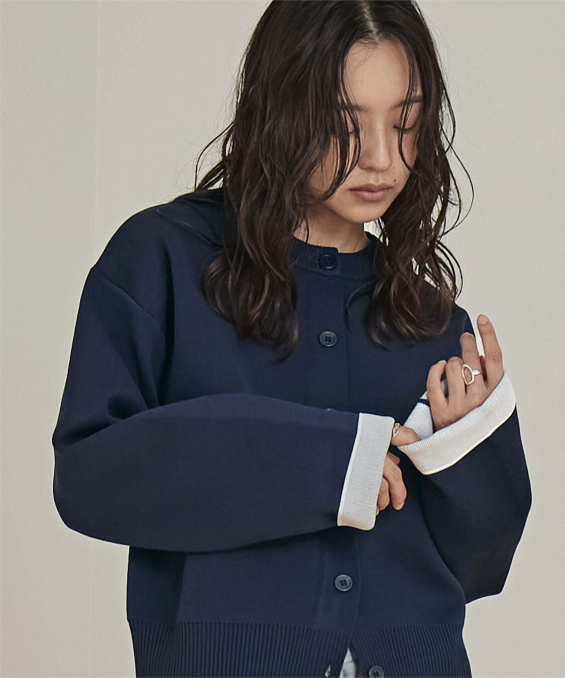 miette「バイカラーデザインニットカーディガン」|カーディガン|