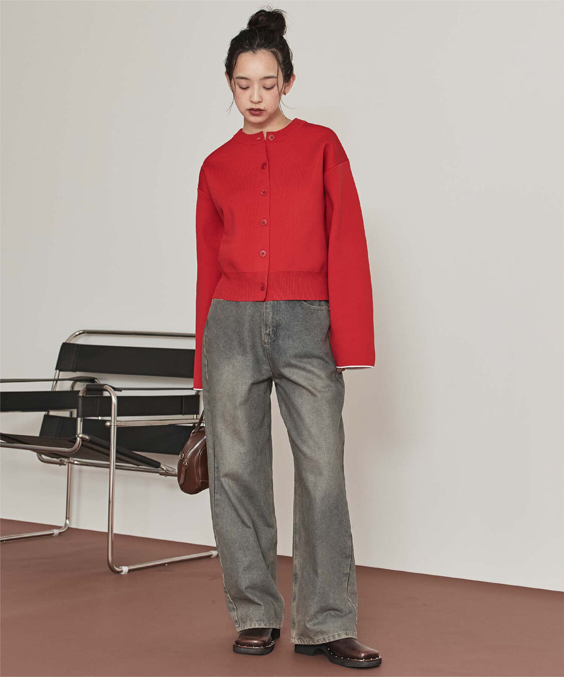 miette「バイカラーデザインニットカーディガン」|カーディガン|