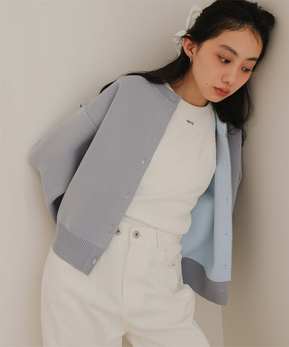 miette「バイカラーデザインニットカーディガン」|カーディガン|