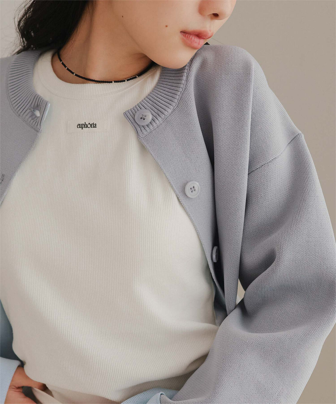 miette「バイカラーデザインニットカーディガン」|カーディガン|