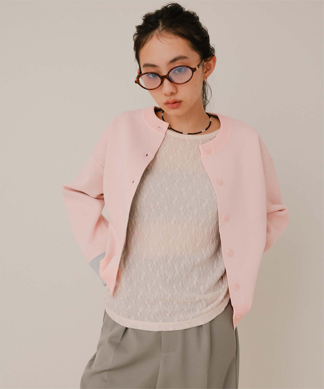 miette「バイカラーデザインニットカーディガン」|カーディガン|