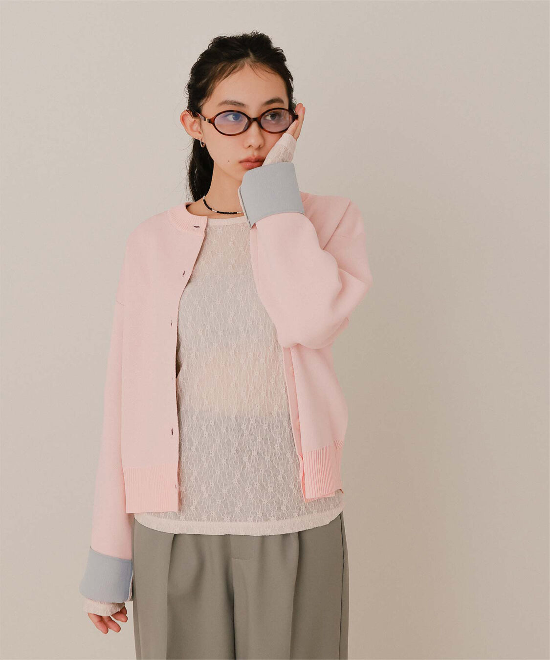 miette「バイカラーデザインニットカーディガン」|カーディガン|