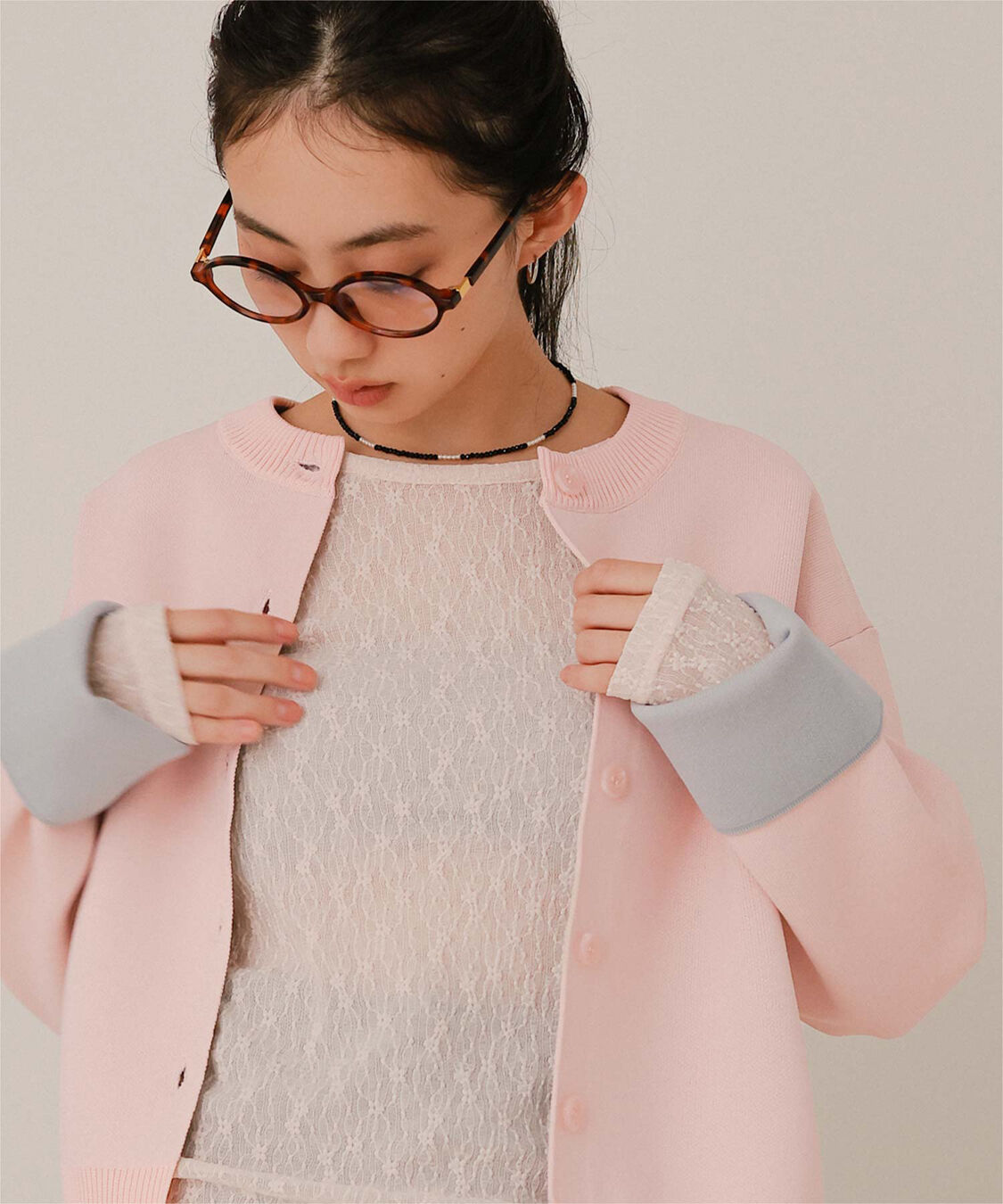 miette「バイカラーデザインニットカーディガン」|カーディガン|