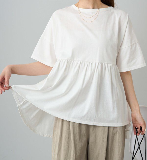  「《リバイバル》【WEB限定/Du noir】バックリボンペプラムTシャツ」|プルオーバー|オフホワイト