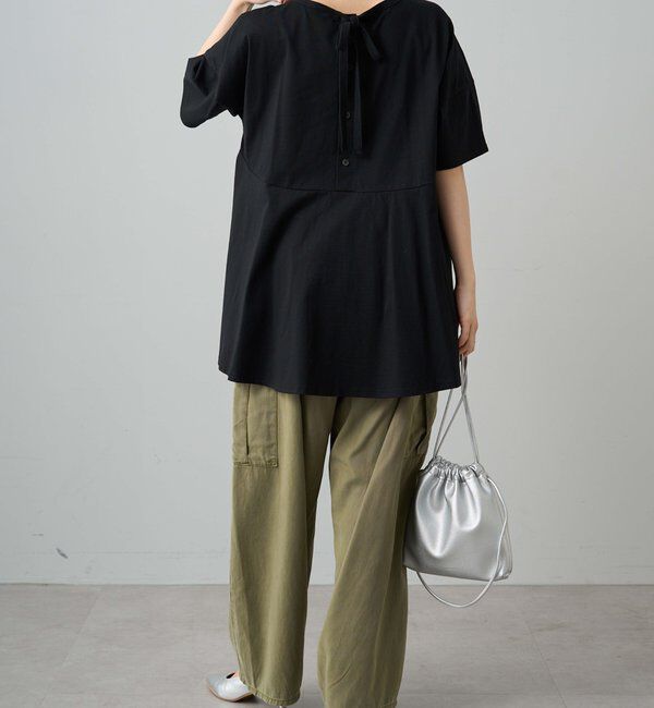  「《リバイバル》【WEB限定/Du noir】バックリボンペプラムTシャツ」|プルオーバー|