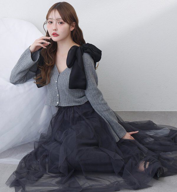  「キラキラボタンアイレットカーデ」|ニット・セーター|